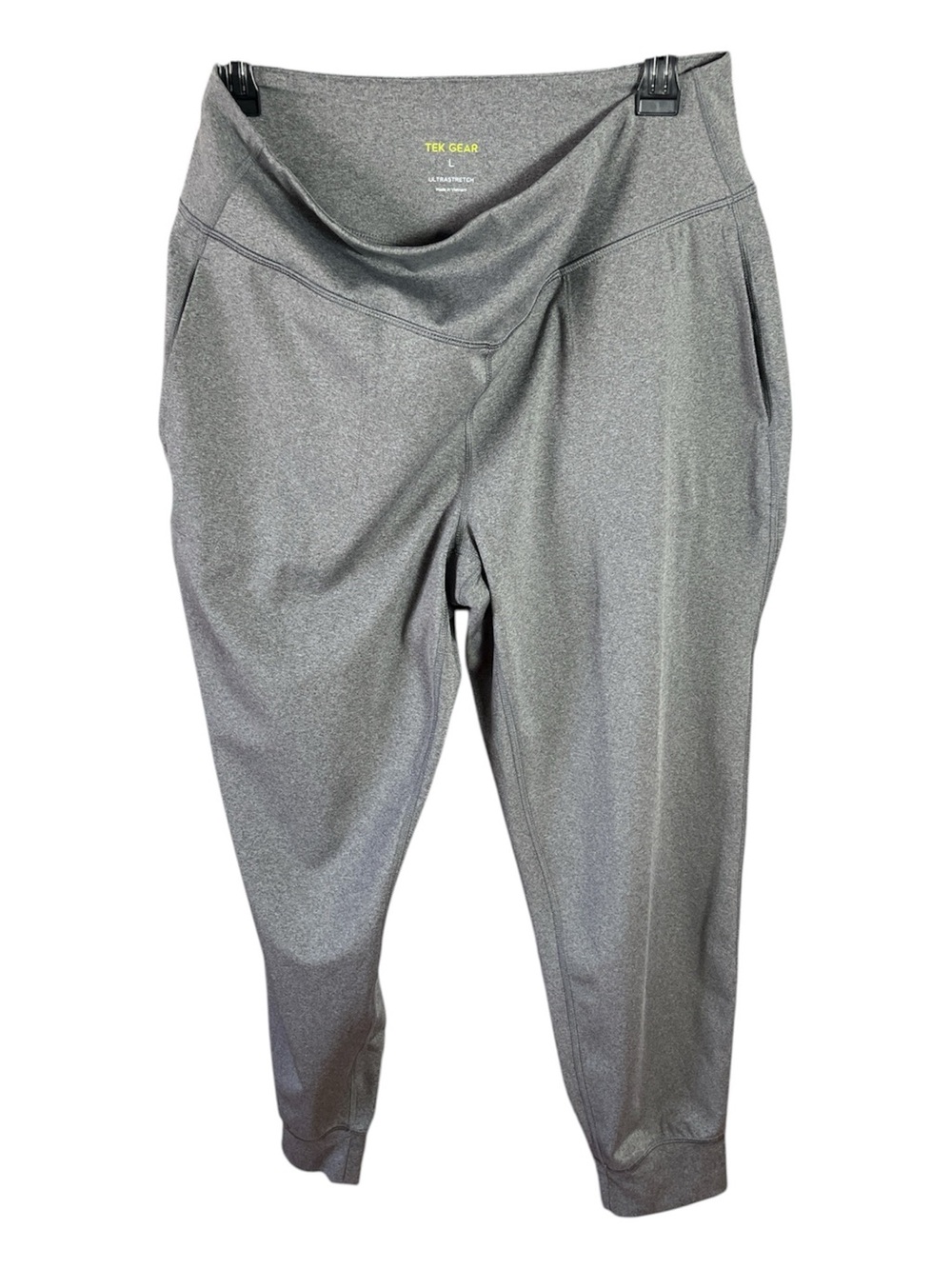 Tek Gear Women’s Heather Gray Ultra Stretch Active Joggers Pants with Pockets -L